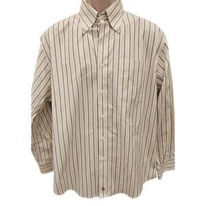 Vintage nautica yellow striped wrinkle free long sleeve dress shirt 16.5 - 33